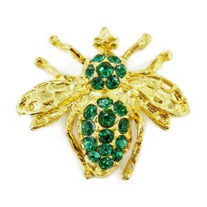Milano Gold Electroplated Bee/Bug With Green Cubic Zirconia Pin